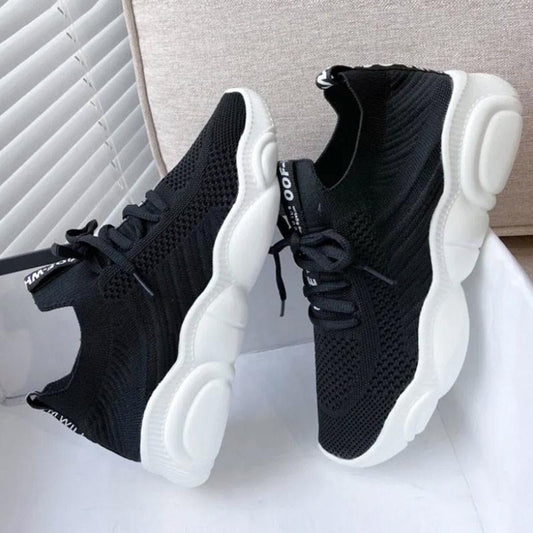 Summer Ladies Mesh Shoes Flying Woven Mesh Sneakers Breathable All-match Casual Lightweight Soft-soled Running Shoes