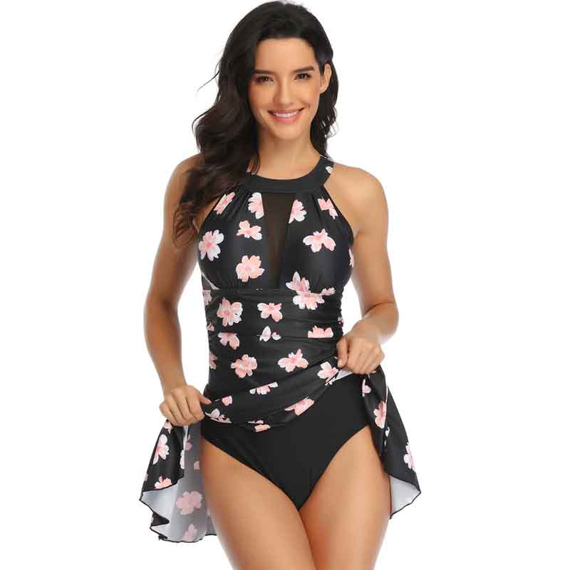 Conservative One-piece Swimsuit Women's Skirt European and American Print Cover Belly Bikini Swimsuit