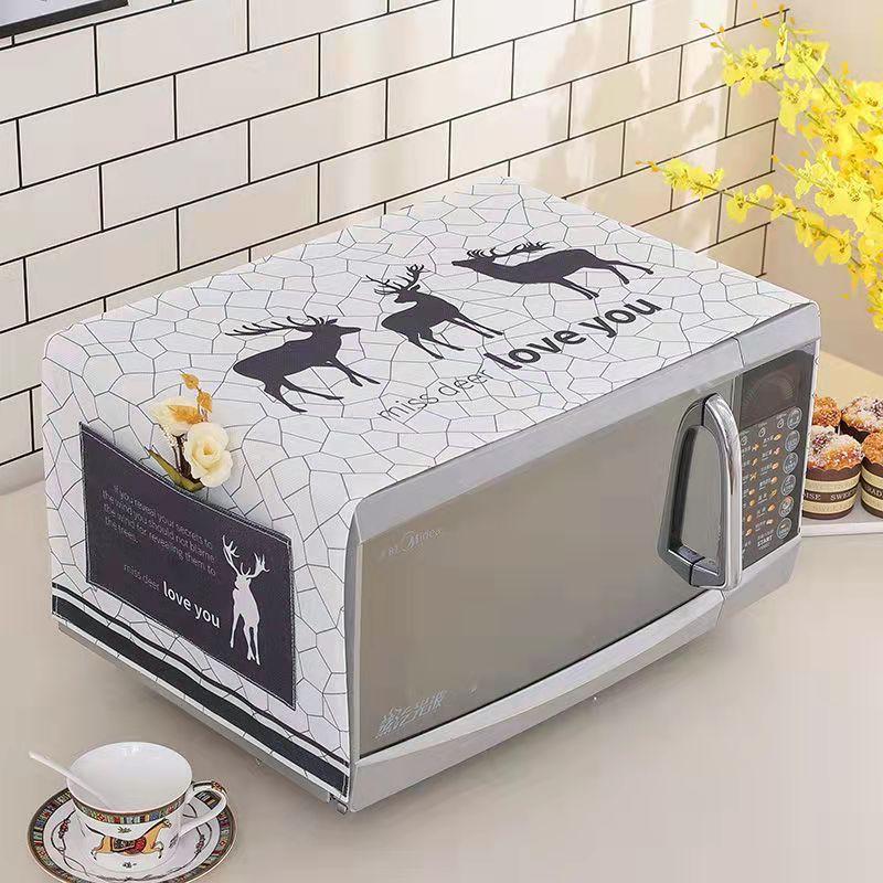 Microwave Hood with Side Pockets Oven Cover Oil and Dustproof Cloth Universal Cover Towel Household Cover Cloth Refrigerator Cabinet Dust Cloth