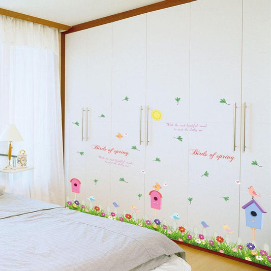 Children's room art wall stickers removable pvc background kindergarten birds of spring