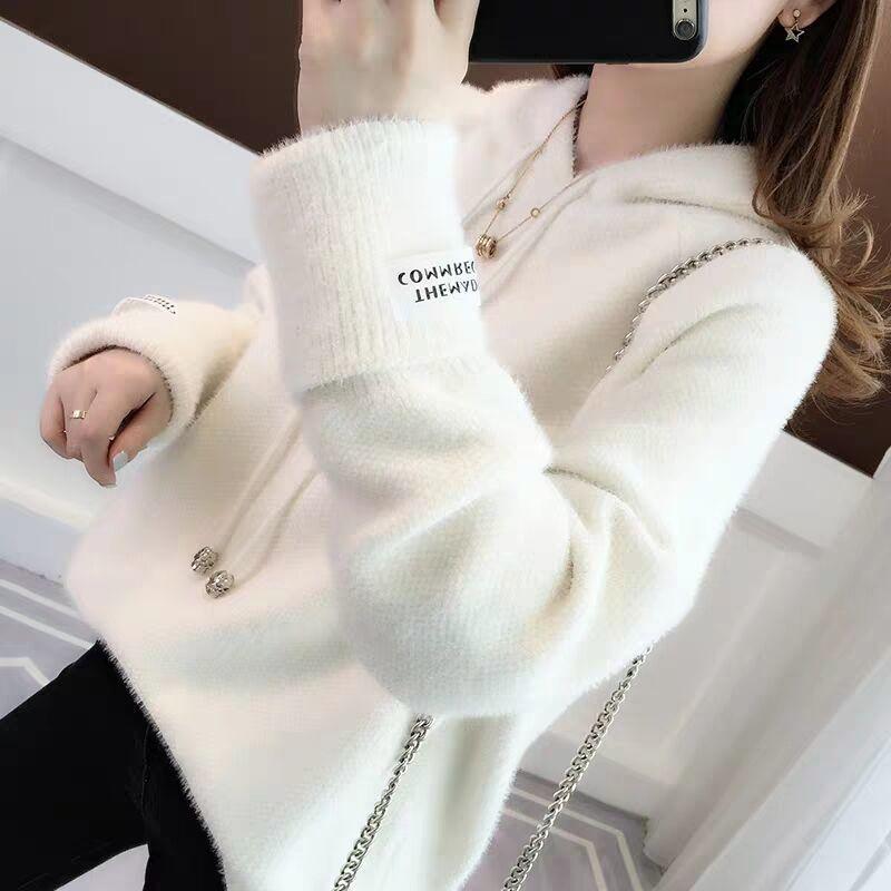 Winter Women's Sweater Hooded Knitted Cardigan Long Coat Knitted Jacket Large Size Long-sleeved long Sweater Outwear