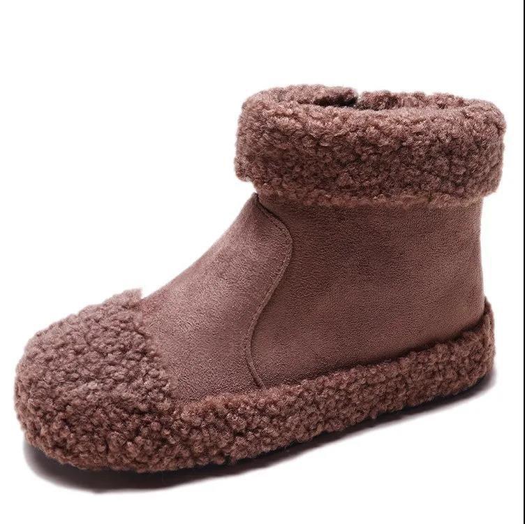 Snow Boots Women Sheep Cake Wool Shoes Women's Warm and Velvet Cotton Shoes Winter Flat Platform Short Boots