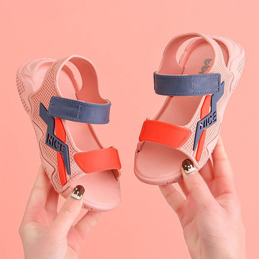 Girls Sandals Spring and Summer Non-slip Soft Bottom Cartoon Indoor Small, Medium and Large Children Outside Wear Student Beach Open-toe Sandals
