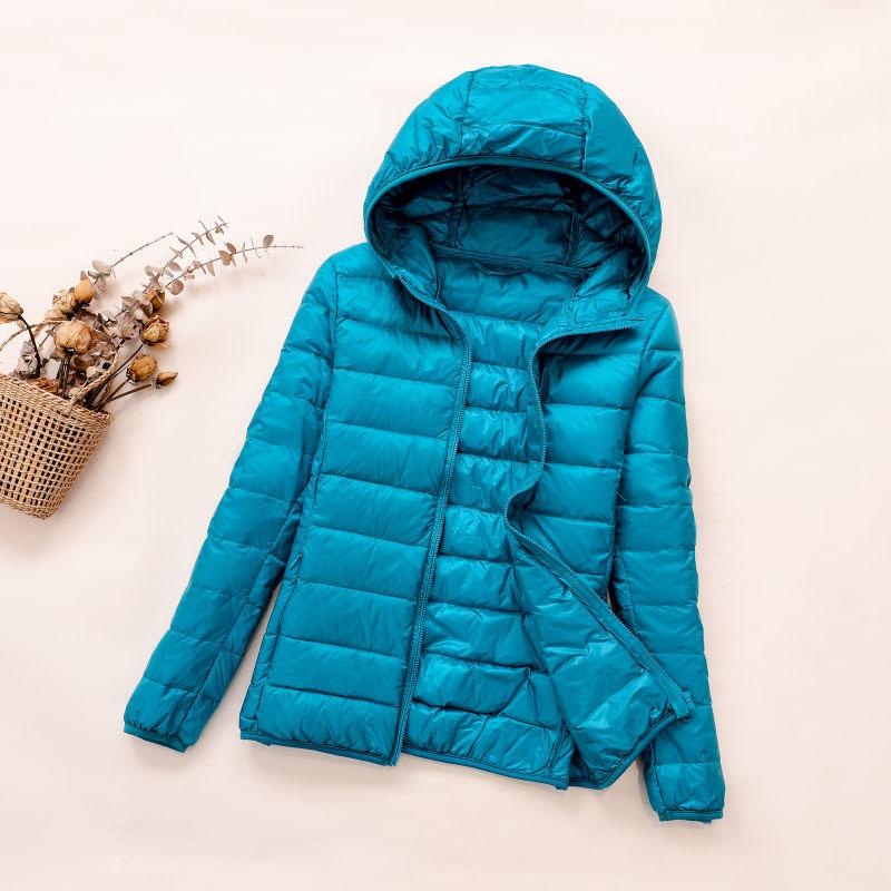 Winter Women Ultralight Thin Down Jacket White Duck Down Hooded Jackets Long Sleeve Warm Coat Parka Female Portable Outwear