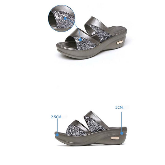 Women's Fashion Summer Ladie Sandals Solid Peep Toe Casual Wedge Platform Shoe