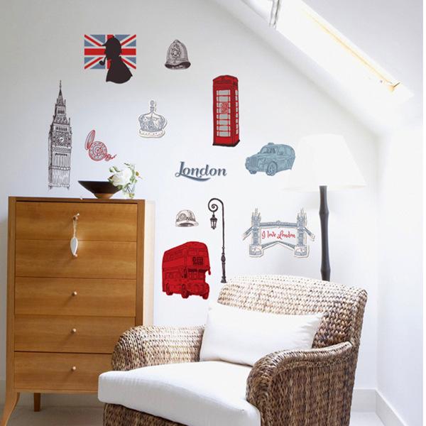 London clock tower office wall sticker street bus booth twin bridge stickers can be removed