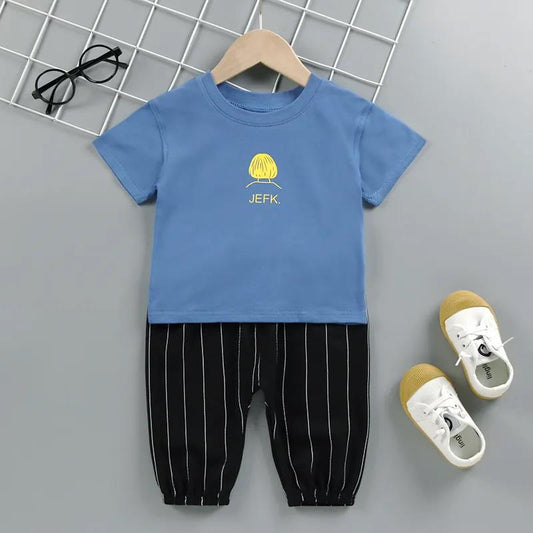 Baby Boy Summer Suit Casual Cotton Boy Pajamas Children Sportswear Suit Cute Boneless T-shirt Top Shorts Suit 1-8 Years Old