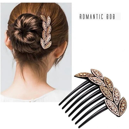 Diamond Leaf Hair Comb Insert Comb Hair Accessories Plate Hairball Head Drill Bit Flower Girl Hairpin Mother Headdress Shiny Hairpin