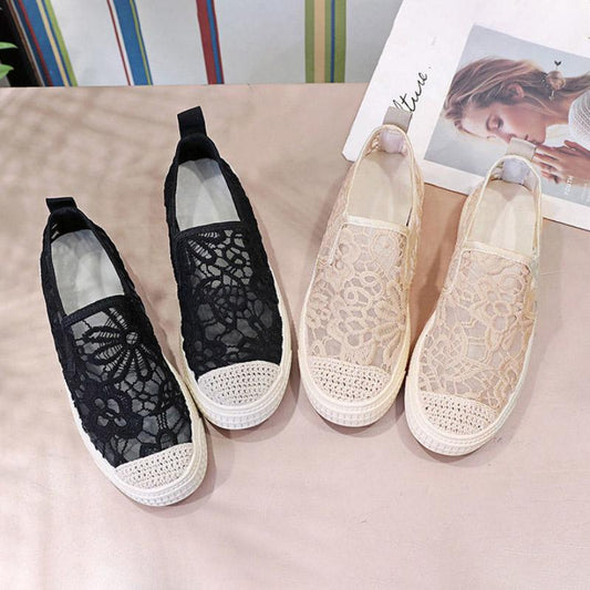 Fisherman Shoes Women Spring Summer All-match Casual Flat Shoes Lace Mesh Lazy Foot Driving Shoes