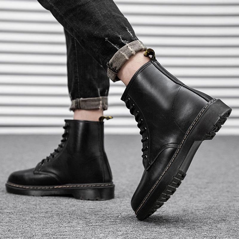 Men High-top Martin Boots British Style Couple Breathable Work Boots All-match Waterproof Thick Bottom Outdoor Shoes Autumn Winter