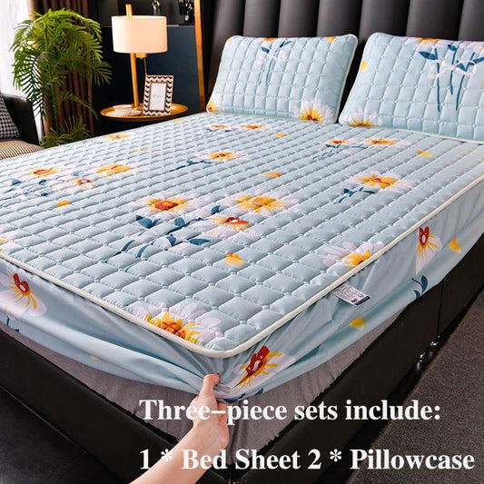 Bed Sheet Thick Bed Cover Three-piece Field Windmover Bed Sheet Pillow Sleeve Mat Mattm Sleeve Protective Cover