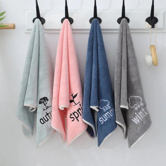 Quick Dry Soft Four Colors High Absorbent Face Towel Thick Cotton Solid Color Bathroom Beach Towels for Adults and Kids