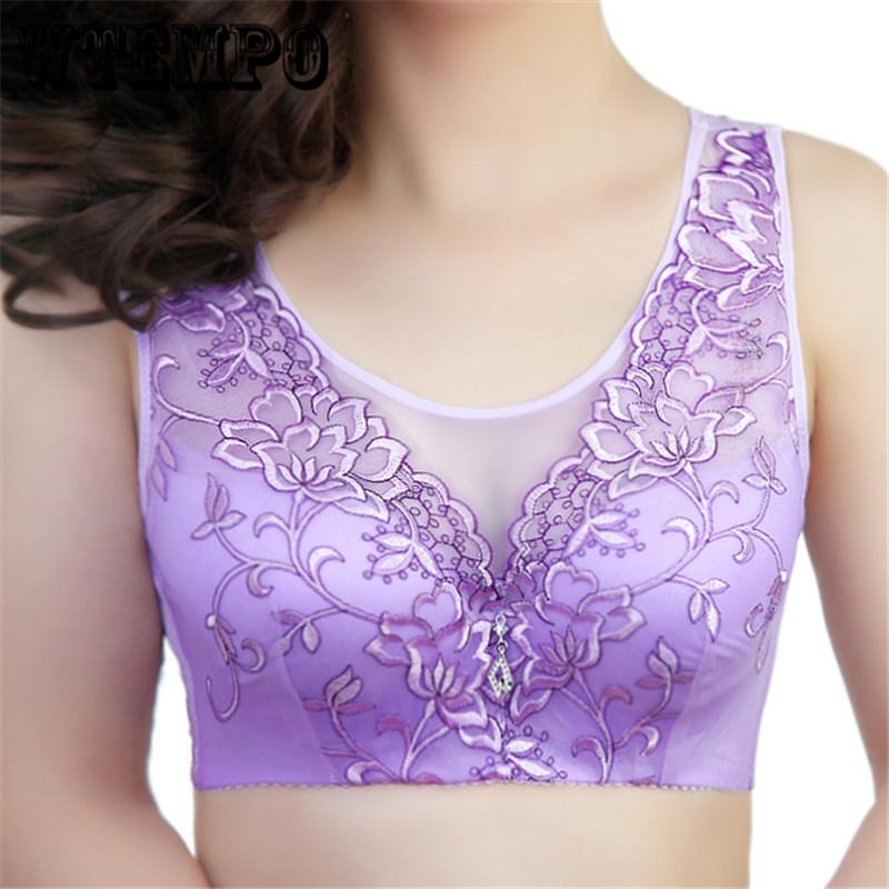 White Lace Perspective Bra Women Sexy Lingerie Embroidery Floral Bralette Plus Size Women 'S Bras