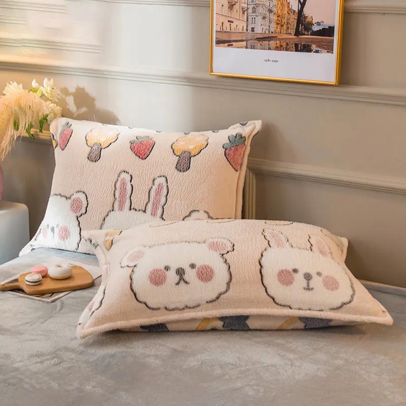 Snow Fleece Warm Pillowcases A Pair of Double-sided Fleece Thickened Pillowcase Coral Fleece Pillowcase
