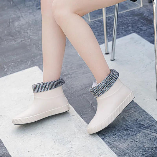 Four Seasons Non-slip Short Tube Cotton Shoes Plus Velvet Thickening Warm and Comfortable Waterproof Boots