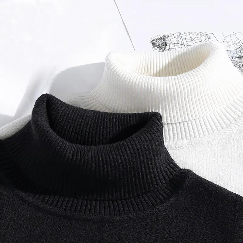 Men's Sweater Clothes Autumn and Winter Sweater Thin Section High Round Collar Plush Shirt