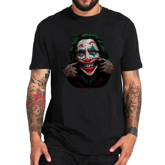 Clown Print T-shirt Casual Thin Shirt Elegant Loose O-Neck Short Sleeve Tees Men Clothing Streetwear Summer