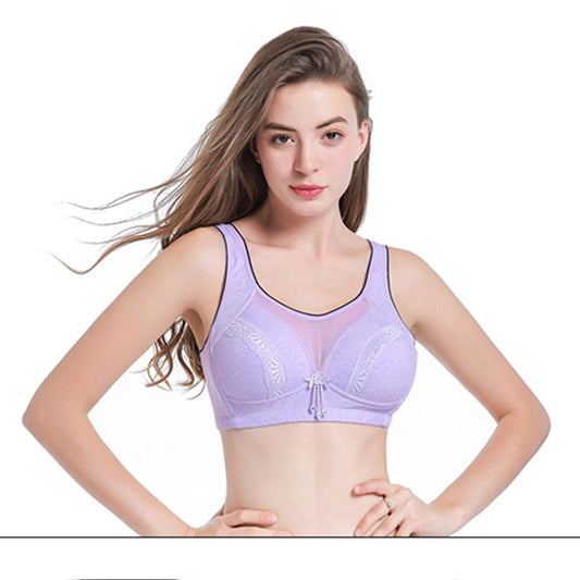 Comfortable Solid Color Cotton Thin Waistcoat Without Steel Ring Gathered Bra Large Size Full Cup Tube Top Underwear Thin and Breathable