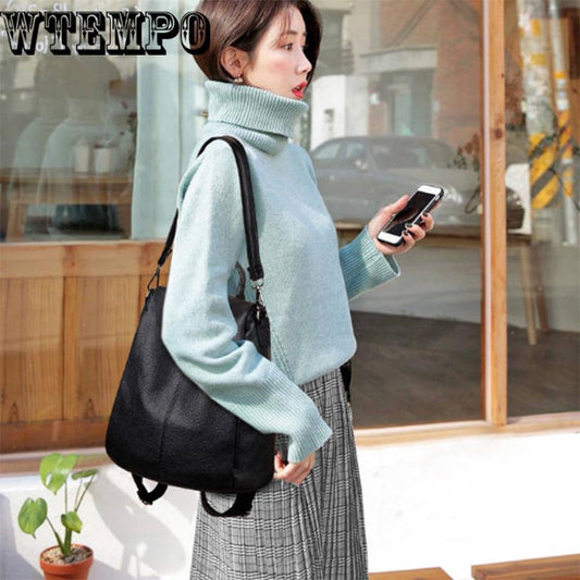 Women Backpack Leather School Bags For Female Tassel Small Backpack