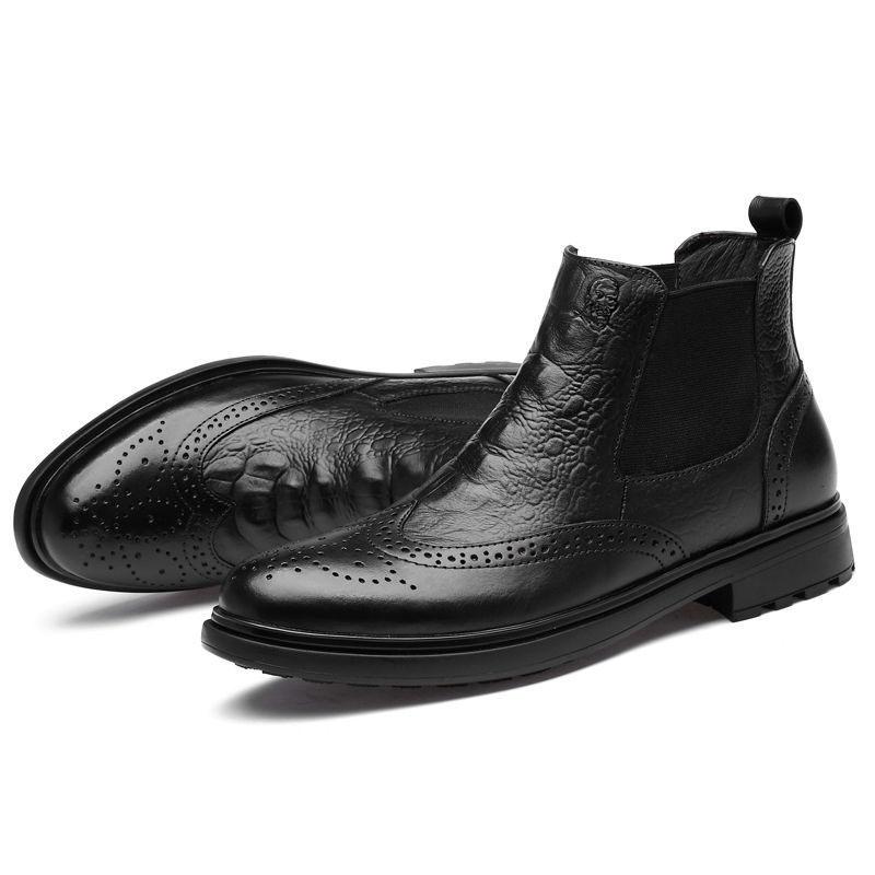 Martin Boots Men's Real Cowhide Mid-cut Boots Men's Casual Shoes Business Shoes Men's Boots Black Shoes
