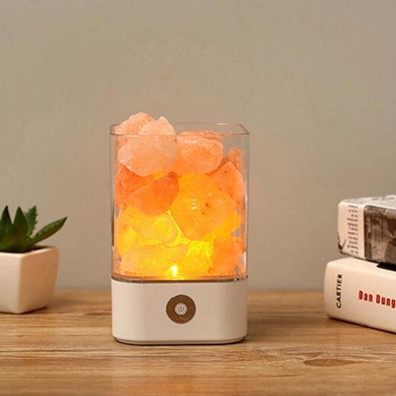 Himalayan Crystal Salt Table Lamp Led Night Light Natural Romantic Bedroom Usb Charging Bedside Lamp
