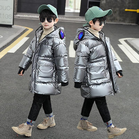 Good-looking Boys' Cotton-padded Jacket Mid-length Thick Winter Clothing Fashion Medium-and-large Children's Down Cotton Jacket