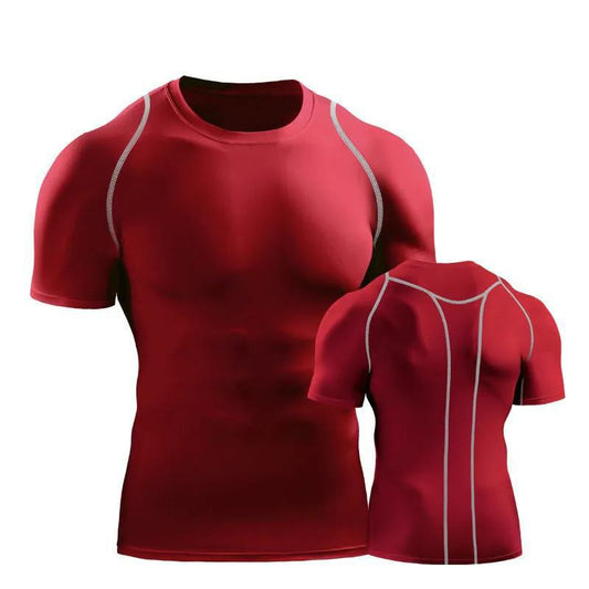 Fitness T-shirt Men Sports Shirt Half Sleeve Elastic Running Tees Breathable Casual Quick Dry Top Solid Color Tights Summer