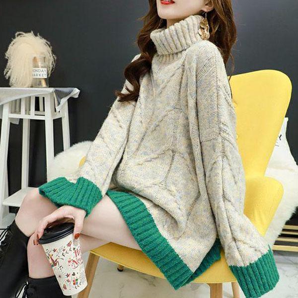 Autumn and Winter Turtleneck Sweater Women Loose Outer Wear Lazy Style Wild Thick Thick Top for Outer Wear