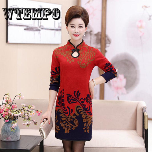 Dress Improved Temperament Print Loose Large Size Long Cotton And Dress Plus Large Size XL-5XL