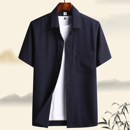 Summer Middle-aged and Elderly Short-sleeved Trousers Two-piece Ice Silk Dad Suit Half-sleeved Shirt Grandpa Clothes