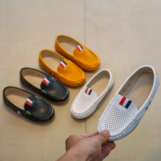 Spring and Summer Children's British Style Breathable One-step Soft Sole Boy Shoes Leather Shoes Show
