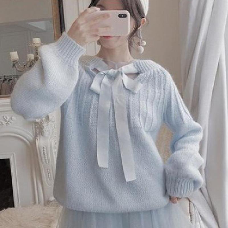 Autumn Winter Women Fashion Sweater Casual Knitting Sweater Solid Color Mid-length Pullovers Loose Long Sleeve Sweater