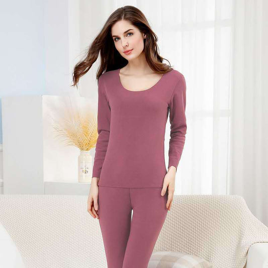 Winter Women's Seamless Thermal Underwear Set Double-sided Sanding Self-heating Autumn Clothes Women Plus Velvet