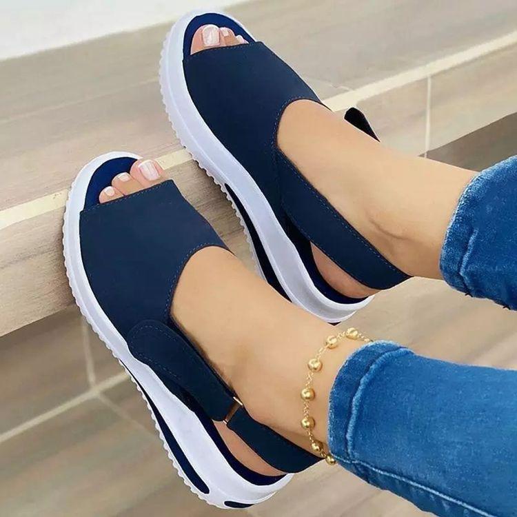 Summer New Style Fish Mouth Flat Sandals Beach Low-top Shallow Mouth Single Shoes Women's Solid Color Casual All-match