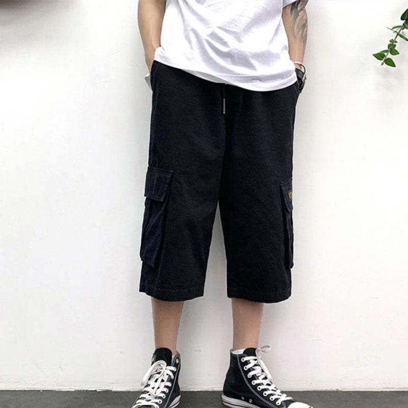 Men's Summer Cool and Breathable Thin Cropped Pants Casual Pants All-match Loose Straight Outer Wear Overalls Shorts