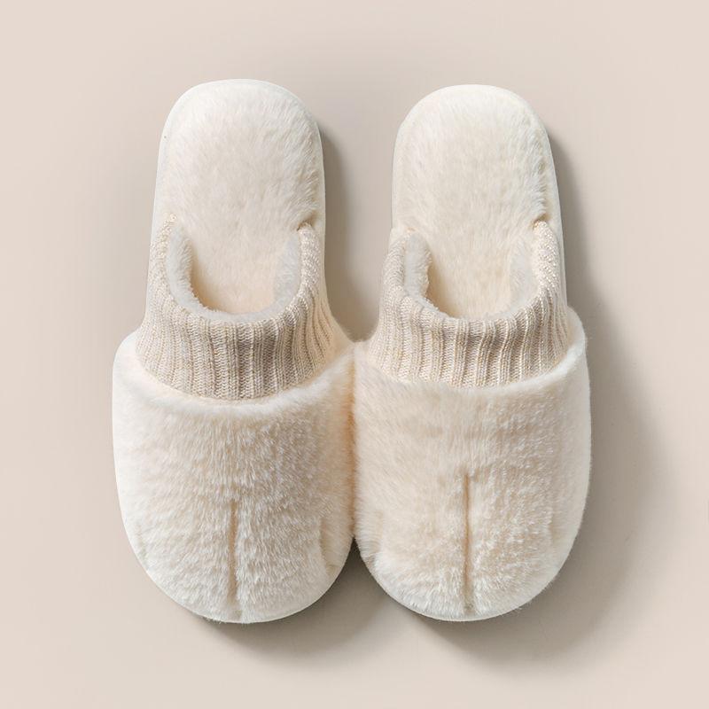 Autumn and Winter Fashion Cotton Slippers Indoor Non-slip Soft-soled Shoes Warm Simple Plush Cotton Shoes