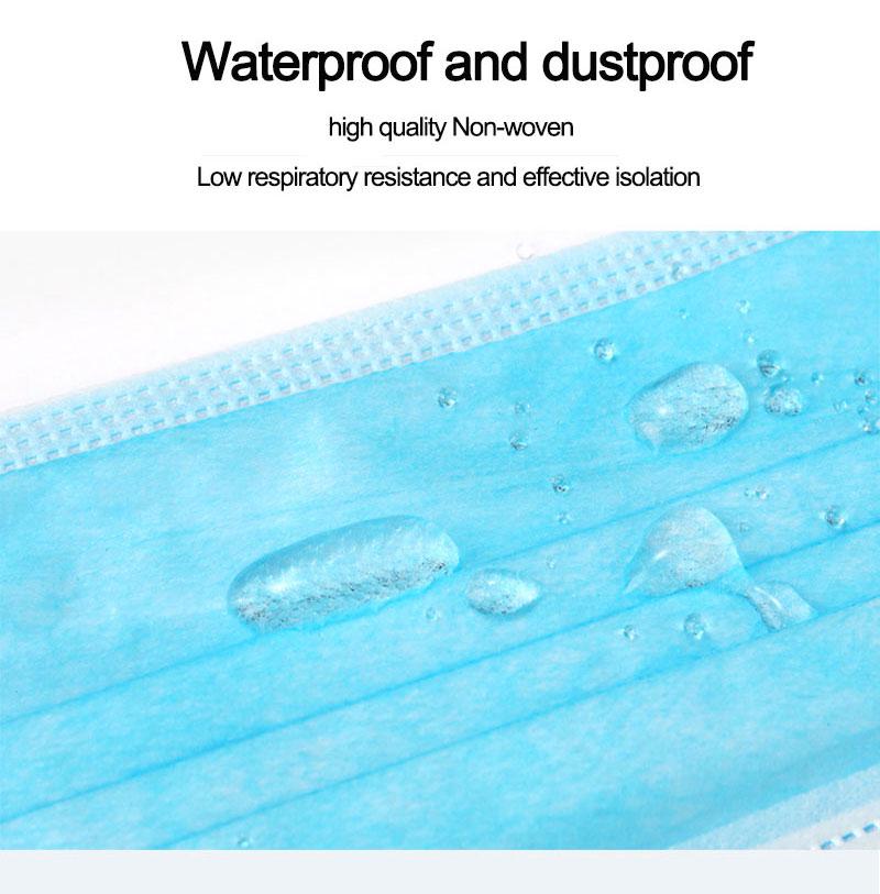 Disposable Masks 3-Layer Fliter Anti-Dust Waterproof PM2.5 Safe Earloop Protective Face Masks