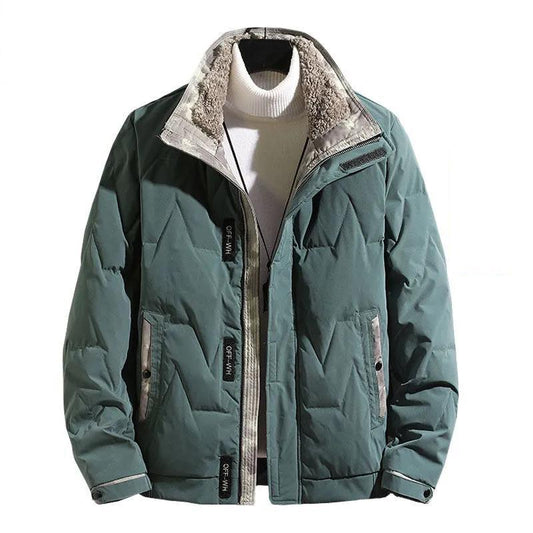 Men's Winter Light Down Jacket Trend Short Lamb Fur Collar White Duck Down Warm Jacket