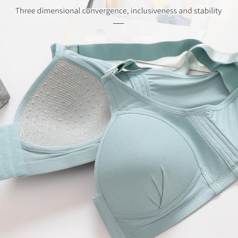 Women's Underwear Gathered Anti-sagging Large Size Front Buttoned Bra Thin No Steel Ring Breathable and Soft