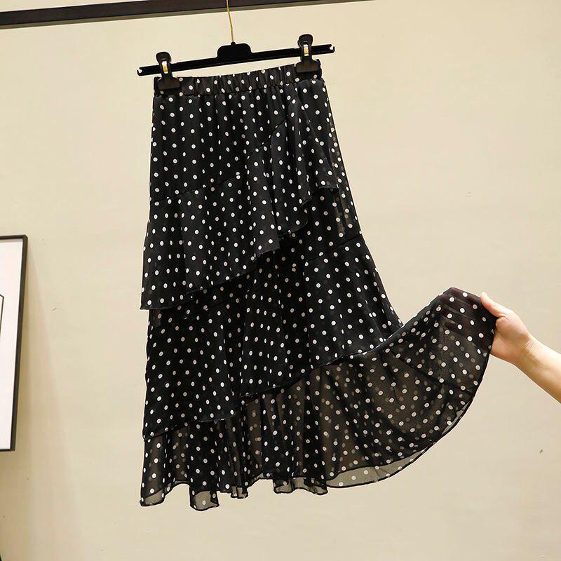 Vintage Floral Print Ruffle Pleated Long Skirts Summer Women Streetwear Elastic Waist Midi Skirt