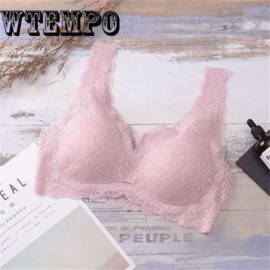 Sexy Lace Steel Ring Gathered Bra Sleep Sports Vest Small Chest Underwear Female Bra Breathable