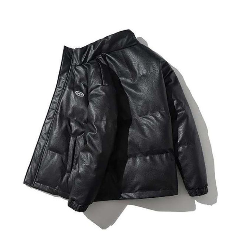 Winter Down Jacket Korean Loose PU Leather Cotton Jacket Thick Plus Size Mid-length Cotton Jacket
