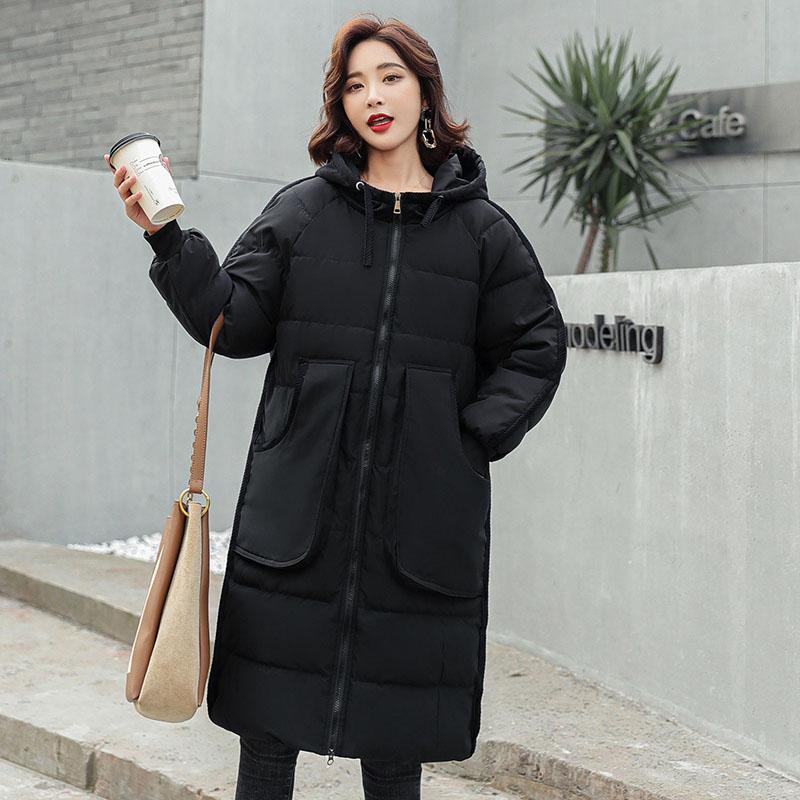 Down Padded Jacket Winter Women's Mid-length Loose Straight-leg Temperament Padded Jacket Plus Size Korean Padded Coat