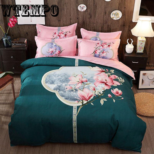 4Pcs/Set Classic Comforter Bedding Set Bed Linen Cotton Duvet Cover Set Home Textile
