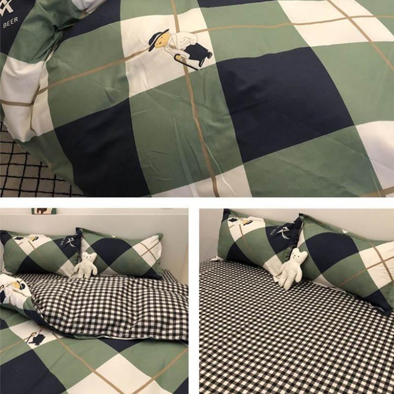 Nordic Feng Shui Washed Cotton Four-piece Bedding Sheet Simple Trendy Household Bedding