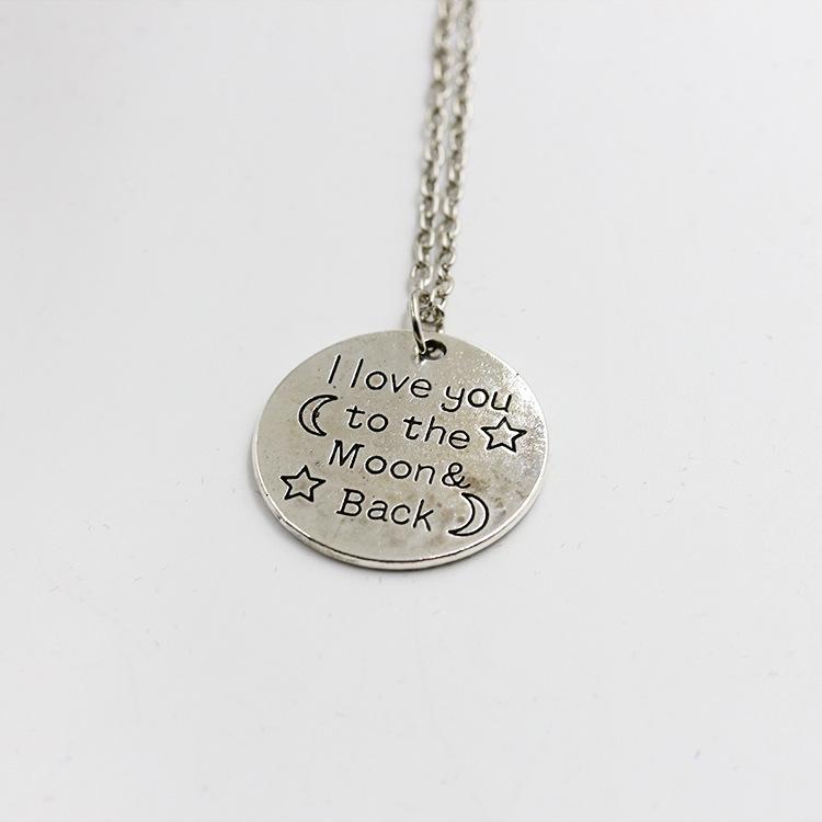 European and American English Alphabet Round Sweater Chain The Mon Back Pendant Necklace Jewelry