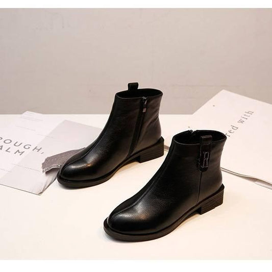 Fashion Patent Leather Ankle Boots Thick Heel Chelsea Boots Elastic Fabric Women Boots Ladies Shoes