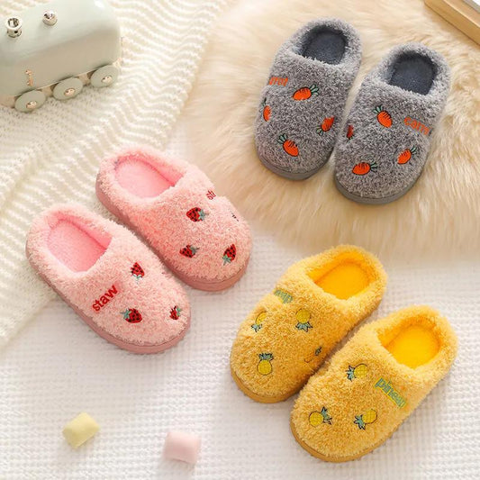 Winter Slippers Kids Toddler Girl Baby Boys Fur Slides Cotton Indoor Shoes Warm Fluffy House Children Slipper