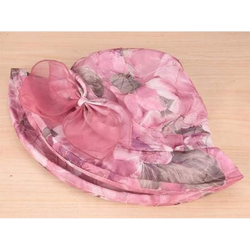 Women's Mesh Bow Flower Hat Spring Autumn Mother Sunscreen Pot Hat Thin Middle-aged Elderly Sun Hat Breathable Large Edge Shade Fisherman Hat
