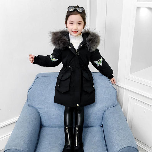 Children's Padded Warmer Girls' Cotton-padded Clothes Winter Clothes Children's Padded Clothes Little Girls Mid-length Coats Padded Jackets